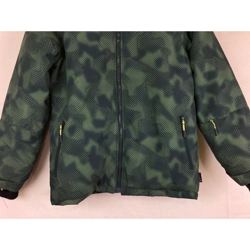 Kamik Winter Jacket Boys sz 12 Green Camo Insulated Ski Coat School Warm Outdoor